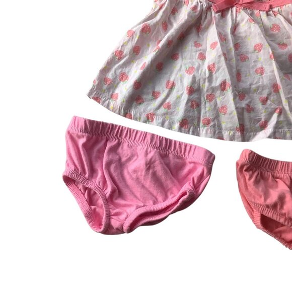 Kidgets Baby Girl 3pc Set Dress &  Bloomers Strawberry Print 0-3 Months - Picture 8 of 15